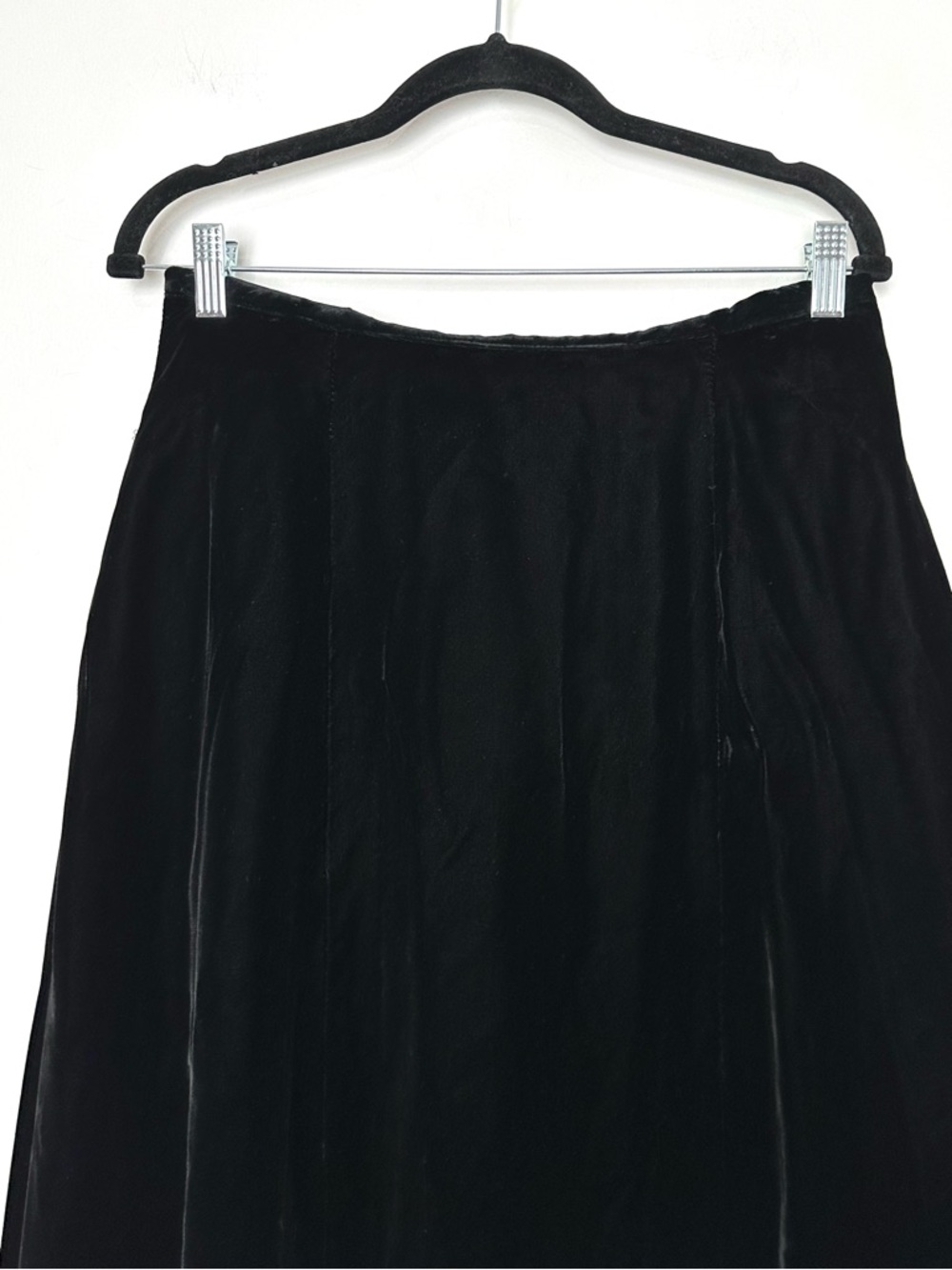 Whimsigoth Black Velvet Maxi Skirt Witchy Y2K Vampirecore Classic Minimalist - Picture 3 of 11